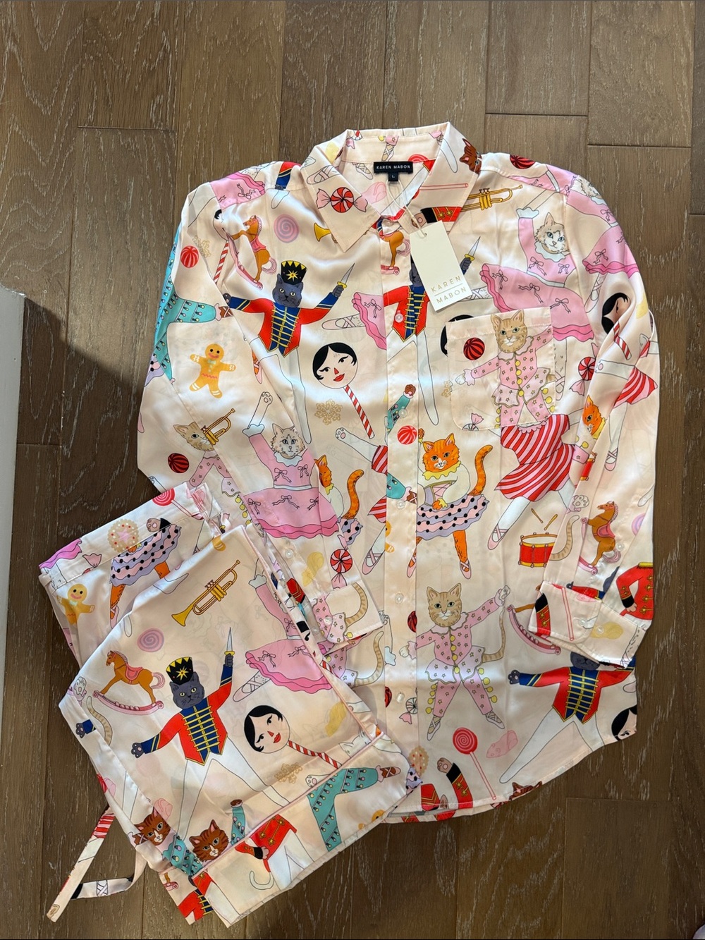 Karen Mabon Pink & White Nutcracker Cat Holiday Pajama Set
